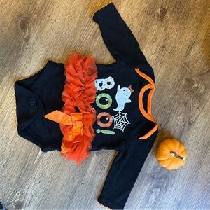 Halloween Boo Costume Ghost Spider Way To Celebrate 0-3 Months Tutu Bow onesie